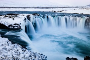 landscape Godafoss in winter - Iceland